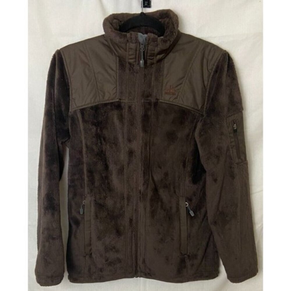 Nike ACG Womens Brown Teddy Fleece Full zip Jacket Sz‎ Sm Fluffy